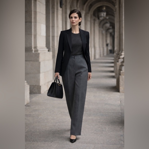 Armani Collezioni Pants - Armani Collezioni Womens Dress Pants Sz 10 Dark Gray Wool Straight Leg Trouser
